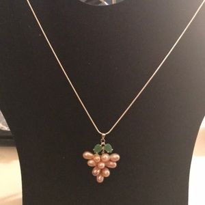 NWOT 925 silver necklace with real pearl grapes